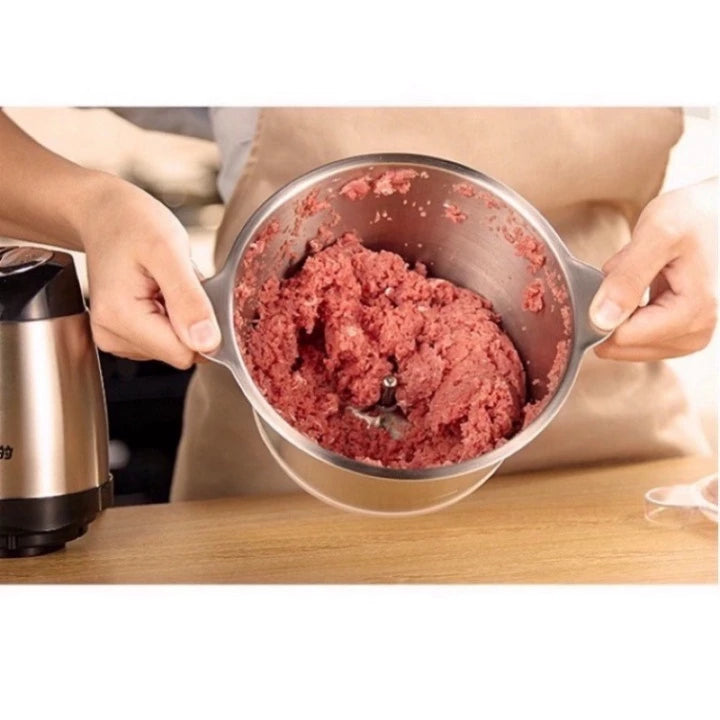 Máy Xay Thịt Inox Đa Năng 4 Lưỡi Công biểu 250W Xay Thịt - Cối Xay Thịt Gia Đình Hải chế độ mạnh, yếu