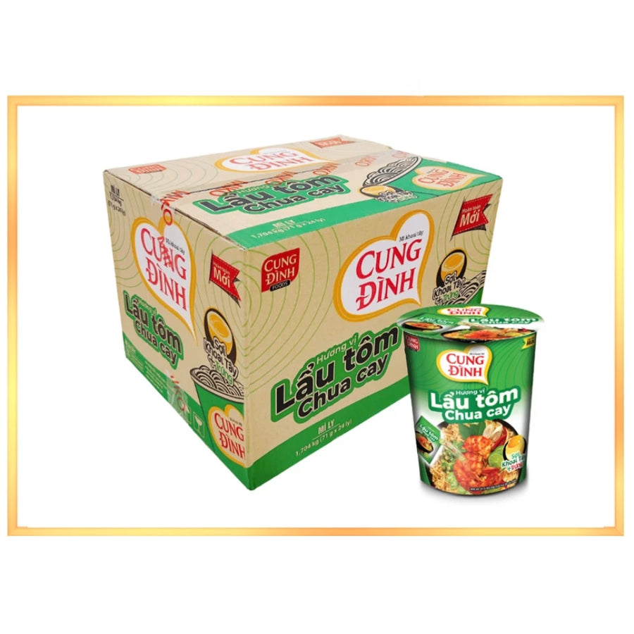 Thùng 24 ly Mì Cung Đình vị tôm chua cay - 71gr/ly