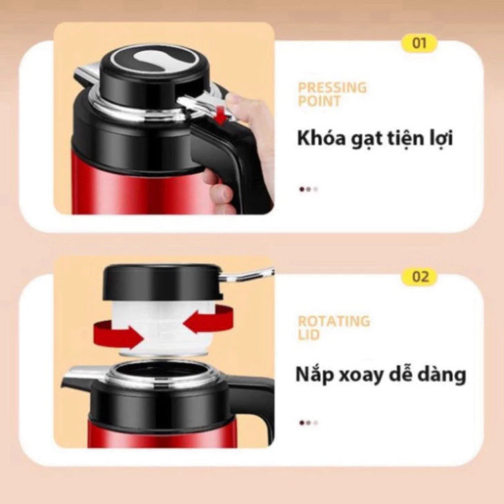 Ấm Siêu Tốc Giữ Nhiệt CUCKOO, Phích Giữ Nhiệt, Ấm Đun Nước Ủ Nóng Siêu Tốc Công Suất 1500W Cao Cấp Dung Tích 3L - ST4