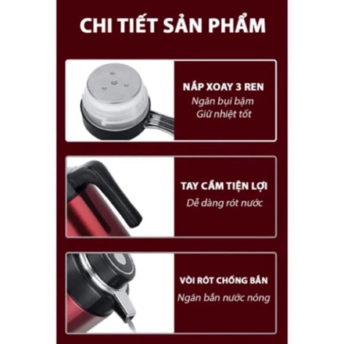 Ấm Siêu Tốc Giữ Nhiệt CUCKOO, Phích Giữ Nhiệt, Ấm Đun Nước Ủ Nóng Siêu Tốc Công Suất 1500W Cao Cấp Dung Tích 3L - ST4