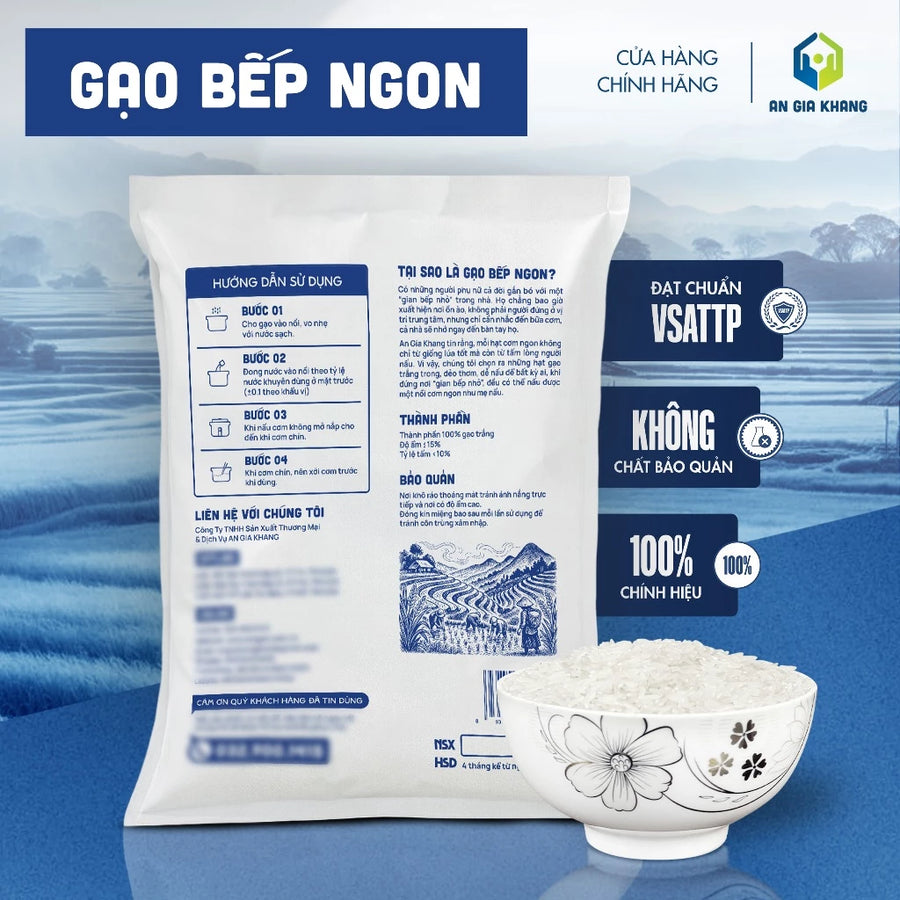 [Túi 5kg] Gạo Bếp Ngon Thơm Dẻo AGKF (An Gia Khang Food) - Gạo Sạch